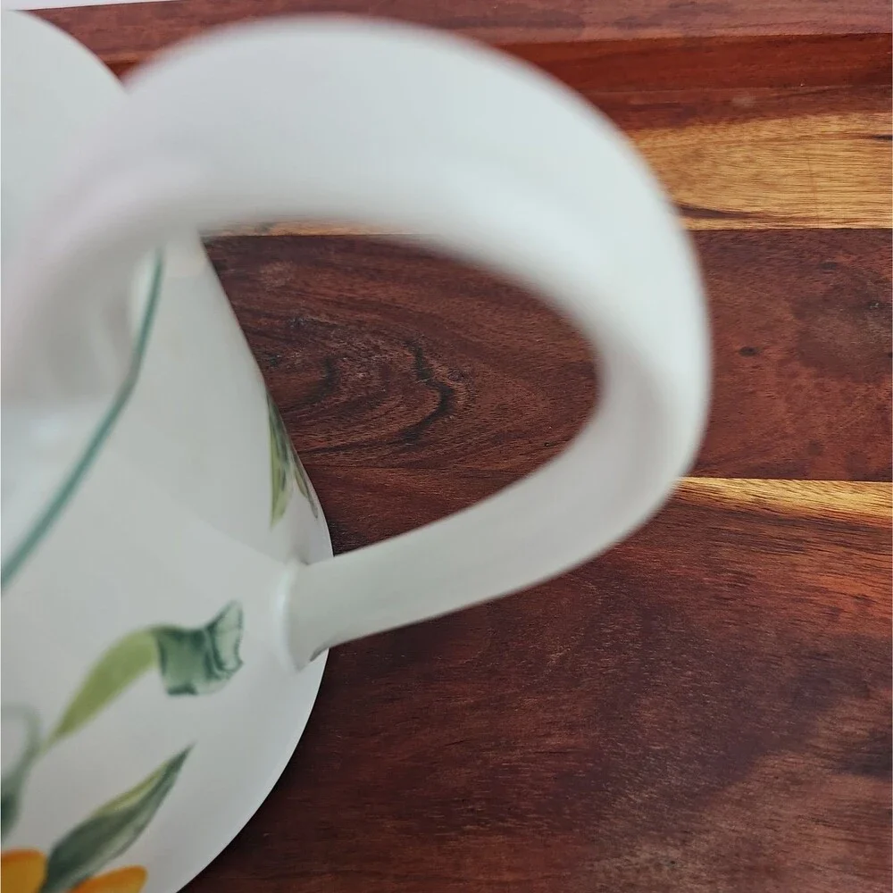 Julie Pople Country Fruit Collection Tea Pot Farmhouse Decor White Yellow Green